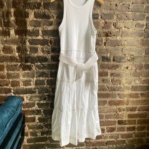 Veronica Beard Women White Maxi Lined Tank Dress Crew Neck Size S Cotton